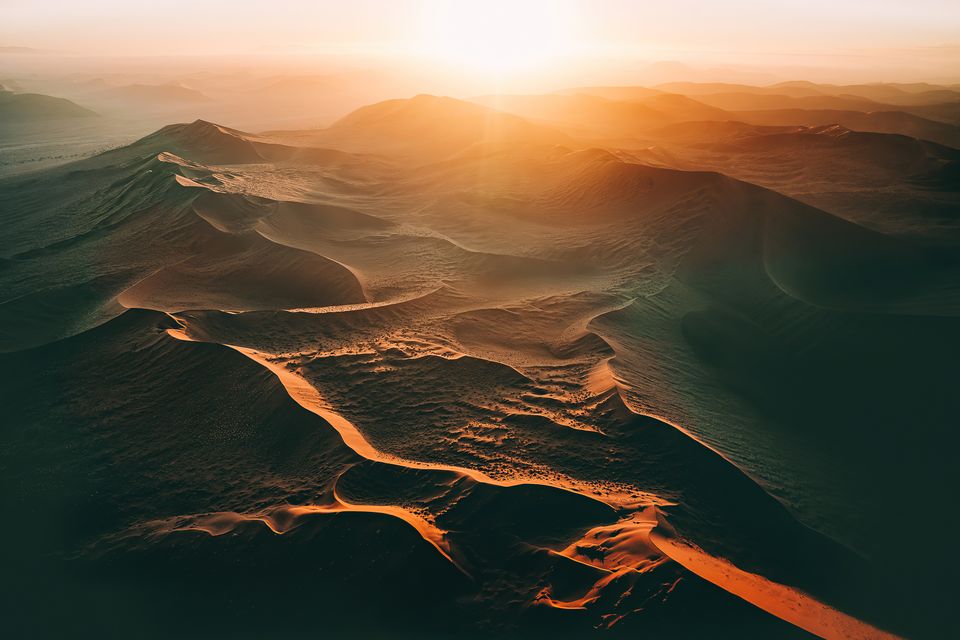 沙漠日落美景 金色沙丘 桌面高清壁纸 5K-PixStock 源像素