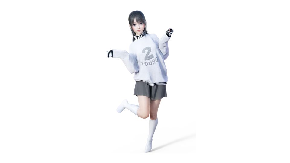 可爱jk制服少女 短裙短袜 元宇宙3d虚拟人物 动漫桌面壁纸 4k-PixStock 源像素