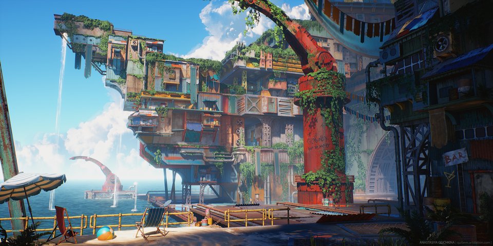 3D渲染场景 城市废墟 未来游戏科幻 高清桌面壁纸 4K-PixStock 源像素