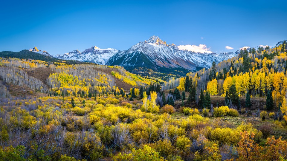 美国国家公园 秋季风景 雪山 森林 电脑桌面壁纸 4K-PixStock 源像素