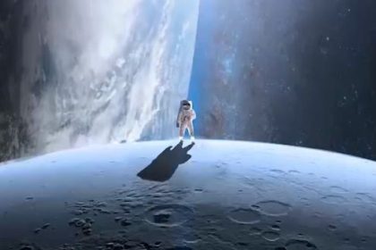 地球流转 太空人 站在月球看地球 高清竖屏动态壁纸
