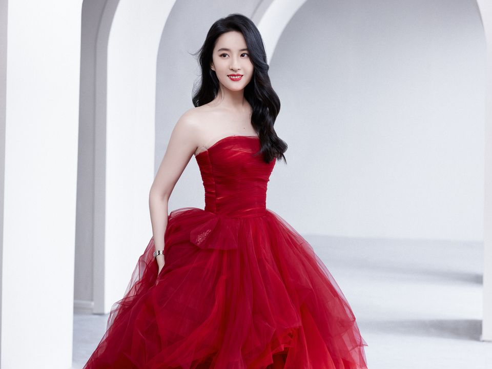 刘亦菲 红色礼服裙子 明星美女 iPad平板电脑壁纸 4K-PixStock 源像素