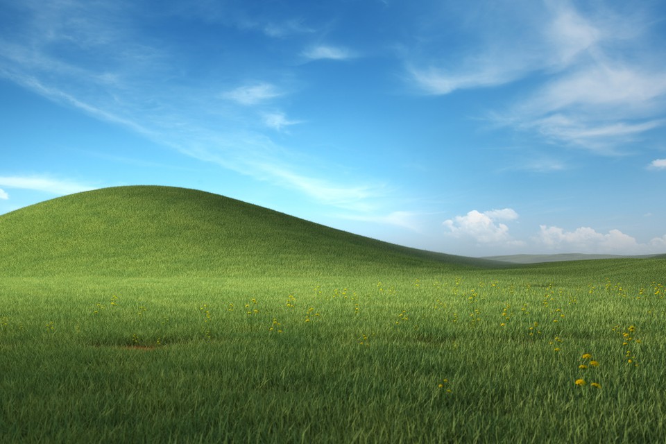 windows XP 经典绿色草地 山丘 电脑桌面墙纸 4K-PixStock 源像素