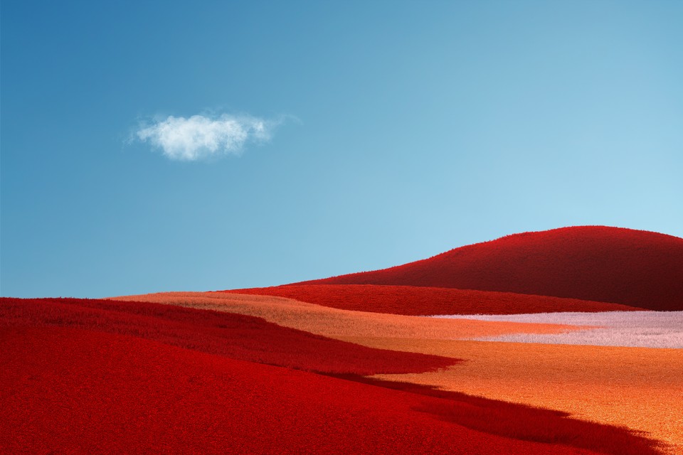 高清图片素材 彩色山丘 红色草地 创意桌面壁纸 4K-PixStock 源像素