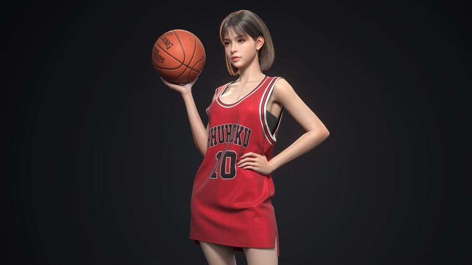 3D美女 灌篮高手 卢静赤木晴子 球服 篮球 电脑壁纸 4K-PixStock 源像素