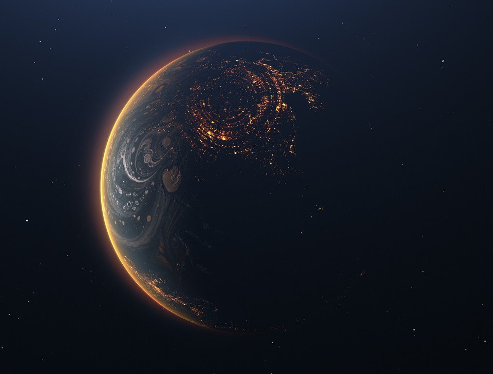 科幻创意地球太空照片 高清地球夜景全景图 电脑桌面壁纸 4K-PixStock 源像素