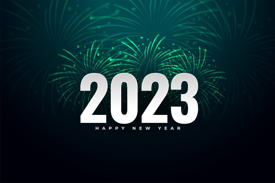 2023 绿色烟花 新年快乐 6k 壁纸 图片 素材